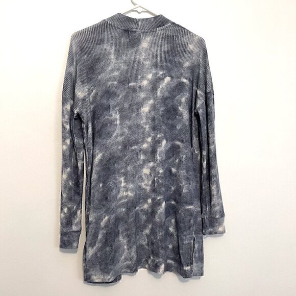 HIPPIE ROSE Blue Tie Dye Ribbed Knit Open Long Sleeve Boho Long Cardigan Sweater - Picture 11 of 13